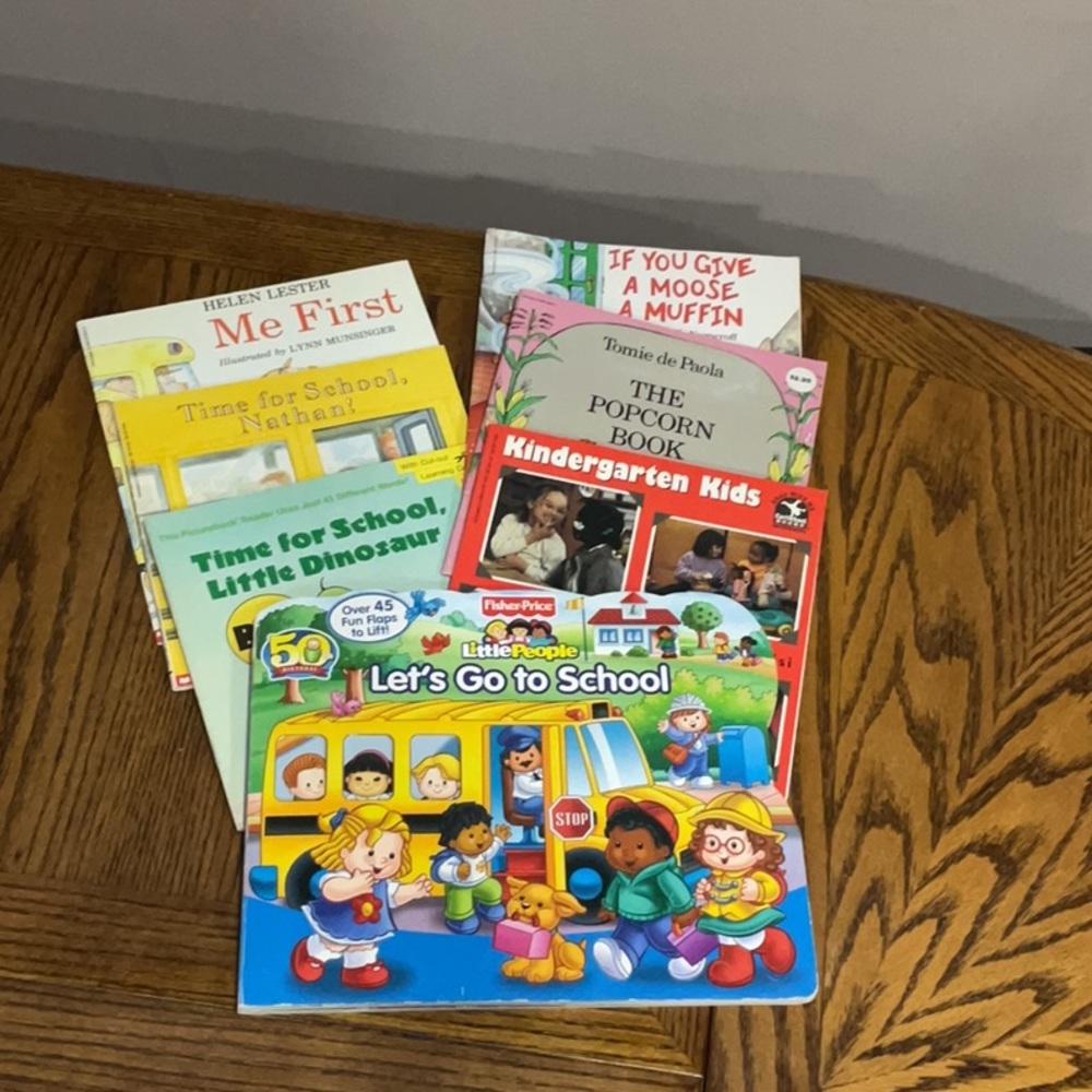 7School Books MooseMuffin, MeFirst, Popcorn, Kindergarten, Nathan, Little People